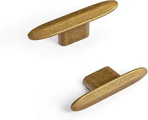 Goo-Ki 6 Pack Oval Cabinet Knobs Antique Brass Drawer Knobs - 2.2" Full Length Vintage Brass Single Screw/Hole Dresser Handles Cabinet Pulls Zinc Alloy Kitchen Hardware