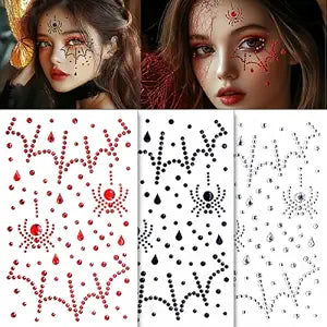 Spider Face Jewels Rhinestones Spider Web Halloween Gems