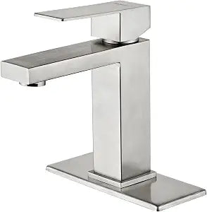 Modern Brushed Nickel Bathroom Faucet Single Hole, Single Handle Bathroom Sink Faucet Stainless Steel Commercial Bathroom Faucet with Deck Plate 1 or 3 Hole (Brushed Nickel)