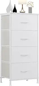 DUMOS Nightstand, Bedside Table with 4 Fabric Drawers