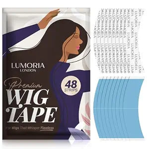 LUMORIA 48pcs Wig Tape Double Sided Ultra Hold - Lace Front Tape for Wigs, Toupee Tapes Double Sided, Hair Tapes for Wigs, Strong Adhesive Hold & Waterproof, Wig Glue Strips