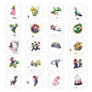60Pcs Cartoon Mario Temporary Tattoos, Funny Anime Stickers, Christmas Birthday Party Favors Supplies Decor for Fans