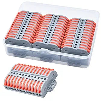 6Pcs Lever Wire Connectors, 12 Position Terminal Strip Conductor Electrical Connectors Kit for Circuit Inline 24-12 AWG