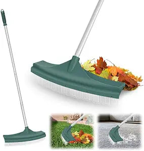 ORIENTOOLS Artificial Turf Rake, Curved Grass Rake with 4-Section Adjustable Steel Handle from 30" to 53", Hand Telescopic Brush, for Artificial Turf, Patios, Carpets, Pet Hairs and Garden Lawn Clean