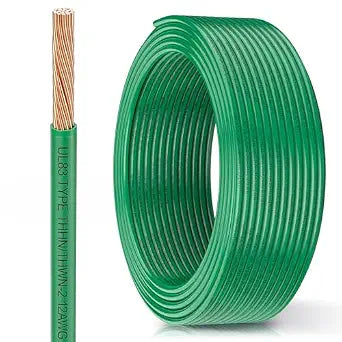 THHN Wire 12 Gauge 25FT, UL83 THWN-2 12 AWG Copper Ground Wire (Green)