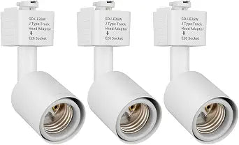 mirrea J Type Track Lighting Head to E26 Medium Screw Base Adapter Light Direction Adjustable Pack of 3 (White)