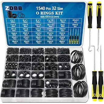 ZDBB 32 Size 1540 Pcs O Rings Assortment Kit Metric Nitrile Rubber Oring Set with 4 Pick for Automotive Faucet Pressure Washer Plumbing Air or Gas Repair OD 4mm-50mm