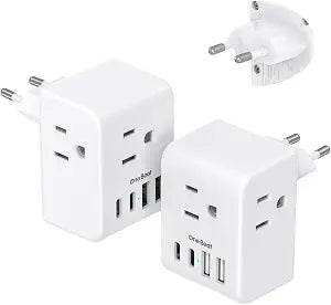 2 Pack European Travel Plug Adapter, Type C Plug Adapter Travel Essentials