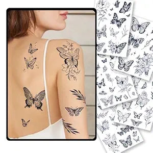 CHARLENT Butterfly Semi-Permanent Tattoos for Women - 2 Weeks Long Last