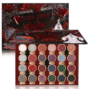 Eyeshadow Palette 24 Color Halloween Goth Eye Shadow Pigmented Matte Shimmer Glitter, Black Red Purple Blue Green White Gray Dark Long Lasting Eyeshadow for Women, Spooky Costume Makeup Cosplay Party