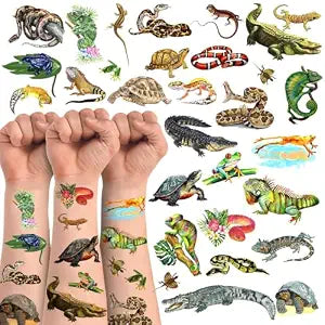 Reptile Temporary Tattoos,16 Sheets 100 Pieces Reptile Themed Tattoos Stickers Party Decoration Supplies Party favors for Kids Adults