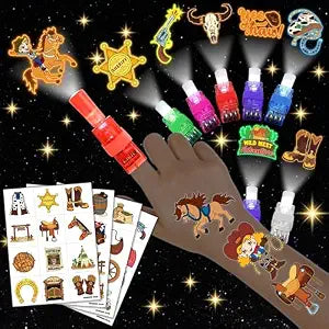 72 PCS Cowboy Party Favors ï¿½ï¿½ï¿½ 48 PCS Tattoos & 24 PCS LED Finger 
