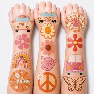 60 PCS Groovy 70s Retro Temporary Tattoos for Kids - Pre-Cut Retro 60s