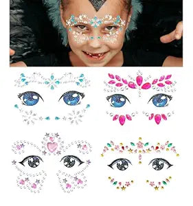 Kids Festival Face Jewels Gems ï¿½ï¿½ï¿½ï¿½ï¿½ï¿½ï¿½ï¿½ï¿½ 4 Pack Sparkly Face Stickers & Crystal Temporary Tattoos ï¿½ï¿½ï¿½ï¿½ï¿½ï¿½ï¿½ï¿½ï¿½ Fun Rhinestone Makeup for Girls fo