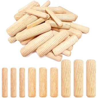 30Pcs Wooden Dowels Assorted, M6 M8 M10 Fluted Wood Dowel Pins, Hard Wood Grooved Plug, 1/4 5/16 3/8 Inch Furniture Woodwork Straight Grooved Dowel for Crafts, Furniture, DIY, Carpentry (6mm 8mm 10mm)