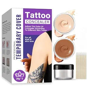 Tattoo Cover Up Makeup, 2 Shades, Cream Concealer for Tattoos, Birthmarks