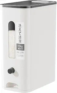 11/22 pound large capacity measuring cup rice dispenser | moisture-proof sealed rice storage box | moisture-proof and insect proof one click design for rice, beans, flour, and pet food (22, Pounds)