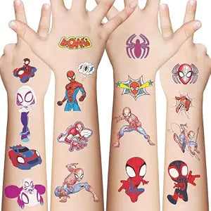 10 Sheets Spiderman Temporary Tattoos for Kids, Cool Birthday Party Favors, Cute Cartoon Decoration Sticker Gifts for Teen Girl Boys Home Activity Class Prizes Carnival Christmas Rewards