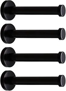 Classic Black Stainless Steel Heavy Duty Wall Mount Hooks, Bath Towel Hooks, Coat Hanger, Handbag Hooks, 4 in Pack (6")