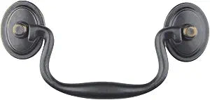 4-Pack 4" Hole Centers Antique Iron Black Drawer Dresser Pulls Handles Droop Bail Pulls for Kitchen Cabinet Doors Furniture Hardware C-C:102mm (Antique Black,4)