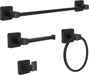 Matte Black Stainless Steel 24Inch Towel Bar Set,4 Pieces