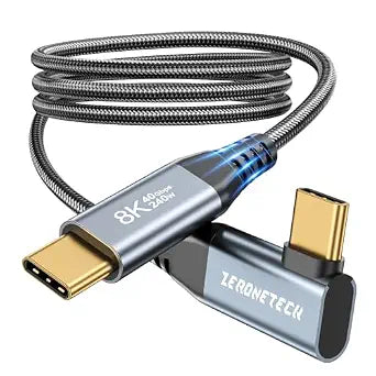 ZeroneTeck Right Angle USB C Monitor Cable 8K@60Hz 3.3FT, 5K/4K@120Hz