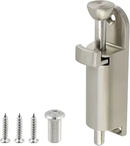 MY MIRONEY Spring Loaded Sliding Door Lock, Silver