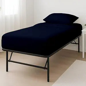 Luxury 4 Piece Cot Sheet Set, Ultra Soft Microfiber Sheets with Deep Pockets, Fits Mattresses up to 15 Inches, 30" x 75", Navy Blue Solid