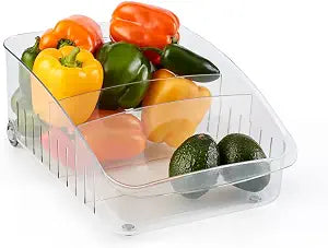 YouCopia RollOut Fridge Drawer 6", BPA-Free Clear Rolling Refrigerator Organizer Bin with Adjustable Dividers and Handles for Produce, Food, Meal and Snack Storage