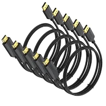DisplayPort to HDMI Cable 4K 1.5 Feet 5-Pack, 4K, Unidirectional, Braided