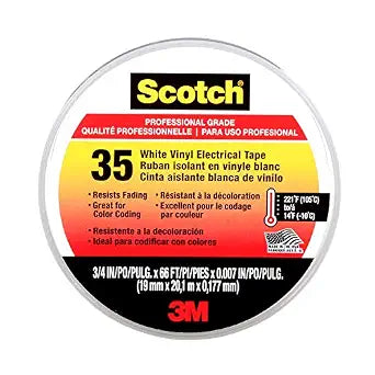 3M Scotch Super 33+ Vinyl Electrical Tape, .75-Inch by 66-Feet, white