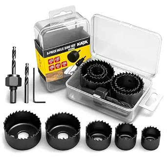 KATA 8PCS Hole Saw Kit 1" to 2-1/8" for Wood, Drywall, PVC, Plastic in Case