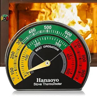 Hanaoyo Wood Stove Thermometer with Large Dial, Magnetic Stove Pipe Thermometer for Wood, Gas, Pellet Stoves (1 Piece)