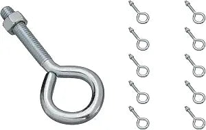 National Hardware Eye Bolts N347-252, 3/8 in x 4 in, Zinc Plated, 10-Pack