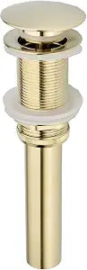 Bathroom Pop Up Drain Without Overflow, Bathroom Sink Push Pop Up Assembly Vessel Drain Without Overflow. (Brushed Gold)