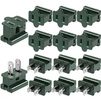 Fovths 12 Pieces Christmas Male and Female SPT-2 Vampire Plugs Light Slip Zip Plug Green Gilbert Plugs Electrical Light End Plug for Xmas Holiday Outdoor Indoor Lighting, 6 Female+6 Male