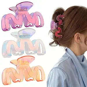 Jayongnee 3.5" Novelty Claw Clips for Women, Medium for Thin Hair, 3 Pcs