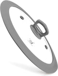 Vented Tempered Glass Universal Lid for Pot Pan Skillet with Heat Resistant Silicone Rim Microwave Splatter Lid Cover Microwave Safe Fit 11.5" 12" 12.5" Cookware, Dishwasher Safe Grey