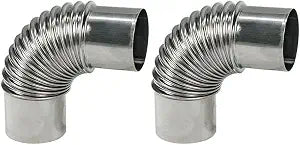 FireHiking 90 Degree Stove Pipe 2.36inch/6cm Stainless Steel Flue Extension 2 pcs Elbow Chimney for Outdoor Wood Stove