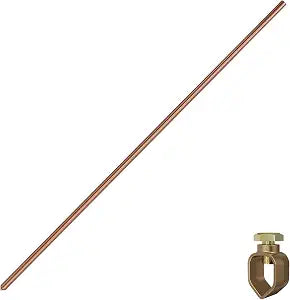 3Ft Ground Rod 1/2" Copper Clad Grounding Rod with Ground Clamp for Electric Fences Satellite Dishes Generator Grounding Earthing Needs