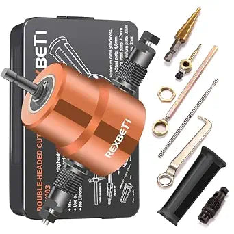 REXBETI Double Head Sheet Metal Nibbler, Straight Curve Circle Metal Cutter