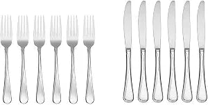 Oneida Flight Dinner Forks Set of 6 and Dinner Knives Set of 6