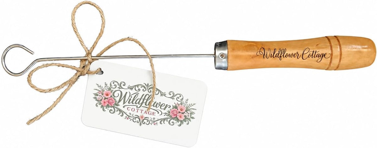 Wildflower Cottage Sourdough Starter Whisk with Wood Handle used in mixing sourdough starter