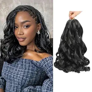 Black French Curl Braiding Hair 12 Inch 8 Packs
