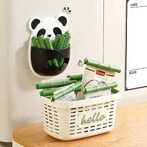 Magnetic Bamboo Cute Chip Clips&Panda Bag Clips for Food Storage Airtight Food Sealer Clamps for Snack, Bread & Chip Bags, Kitchen Fridge Organizer Caddy Gadget Set(12 Pcs+1 Base)