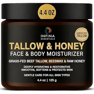 Grass Fed Beef Tallow for Skin Face and Body Moisturizing Cream, 4.4 oz