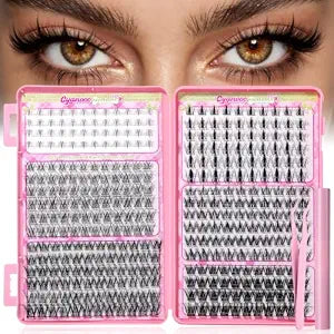 356Pcs Manga Lash Clusters Kit C Curl Wispy Fluffy Individual Eyelash Extensions 6 Mixed Styles with Bottom Lashes Dual-Ended Lash Bond and Seal Glue & Tweezers for Beginners DIY at Home