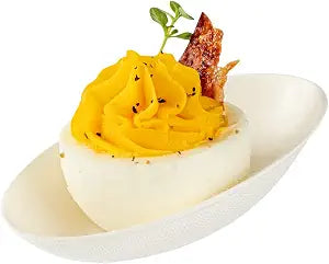 Restaurantware-Pulp Safe No PFAS Added 3.2 x 2.1 Inch Tasting Dishes, 100 Disposable Dishes - Home Compostable, Microwavable And Freezable, White Bagasse Food Dish, Egg Shape, For Appetizers