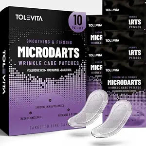 TOLEVITA Microdarts Wrinkle Patches – 10 Pcs Targeted Skincare Patches with Bakuchiol, Hyaluronic Acid, Niacinamide & Adenosine, Overnight Facial Care for Fine Lines & Smooth-Looking Skin