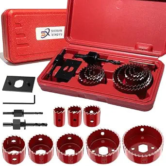 12-Piece Hole Saw Kit, 8 Sizes 3/4" to 2-1/2" Hole Saw Set in Case with Arbors, Drill Bits and Hex Key for Soft Wood, Plywood, PVC Board and Plastic